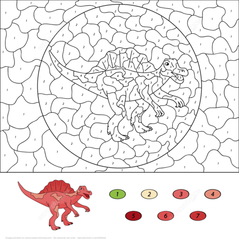 Spinosaurus Color By Number Coloring Page